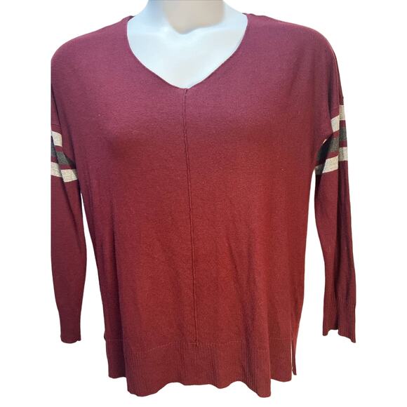 Hippie Rose Womens sweater Medium Scoop Neck Varsity Stripe Pullover Light - Picture 1 of 8